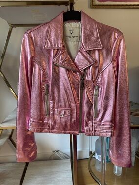 Metallic Pink Moto Jacket